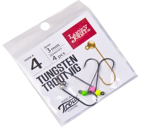 Джиг-головки Lucky John LJ Area Trout Game вольф, 03.0мм, кр.004 MIX2, S, P, Gr, Y, 4шт LJTATG030-SPGY