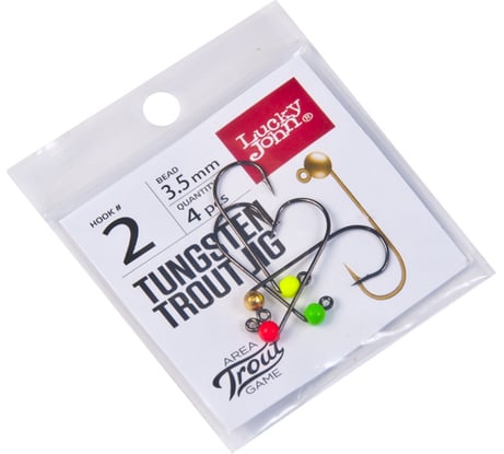 Джиг-головки Lucky John LJ Area Trout Game вольф, 03.5мм, кр.002, MIX1, G, R, Gr,Y, 4шт LJTATG035-GRGY