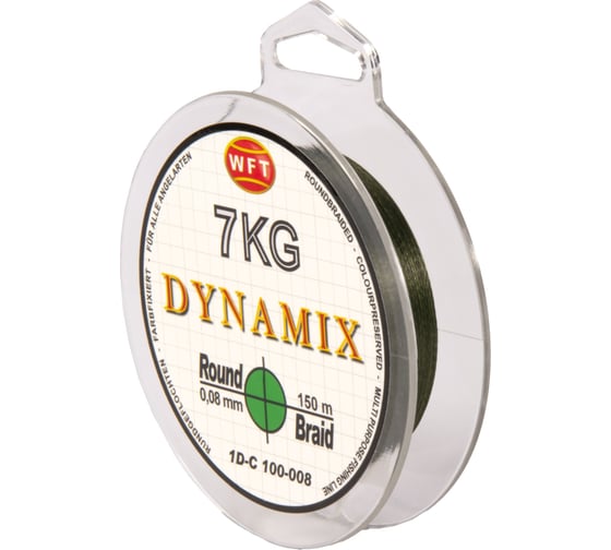 Плетеная леска WFT KG ROUND DYNAMIX Green 150/008 1D-C-100-008