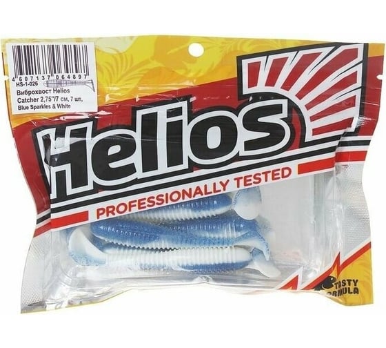 Виброхвост Helios hs-1-026 catcher 2.75"/7 см, blue sparkles/white, 7шт 00000131745