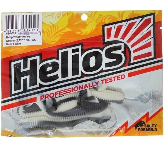 Виброхвост Helios hs-1-023 catcher 2.75"/7 см, black/white, 7шт 00000131518