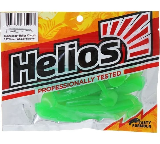 Виброхвост Helios hs-3-007 chebak 3.15"/8 см, electric green, 7шт 00000117781
