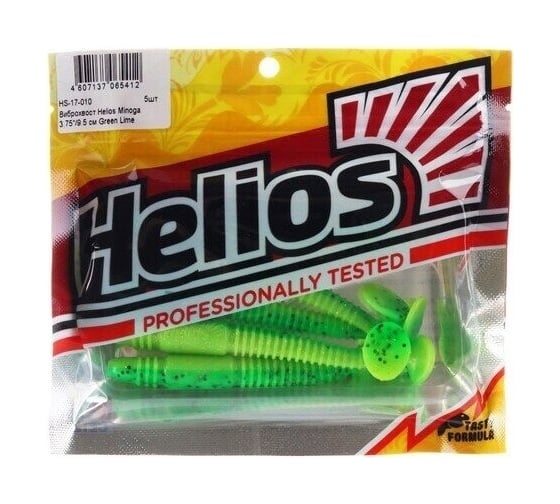 Виброхвост Helios hs-17-010 minoga 3.75"/9.5 см, green lime, 5шт 00000132658