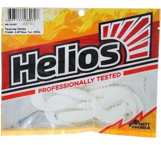 Твистер Helios hs-10-001 credo 2.35"/6.0 см, white, 7шт 00000124666