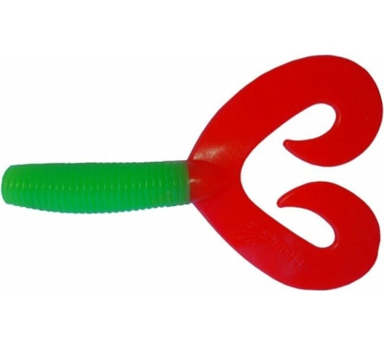 Твистер Helios hs-27-021 credo double tail 1.96"/5 см, lime/red, 10шт 00000164028