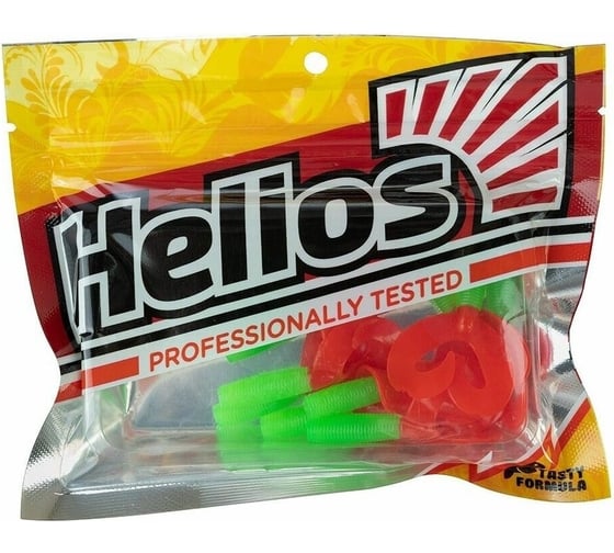 Твистер Helios hs-27-021 credo double tail 1.96"/5 см, lime/red, 10шт 00000164028