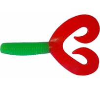 Твистер Helios hs-12-021 credo double tail 2.95"/7.5 см, lime/red, 7шт 00000130897
