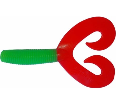 Твистер Helios hs-12-021 credo double tail 2.95"/7.5 см, lime/red, 7шт 00000130897