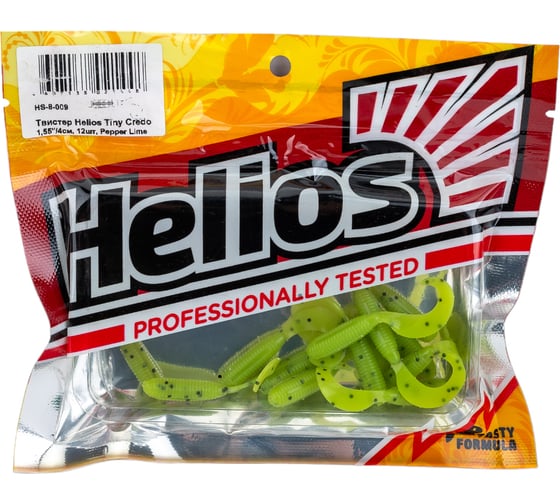 Твистер Helios hs-8-009 тiny credo 1.55"/4 см, pepper lime, 12шт 00000117801 1
