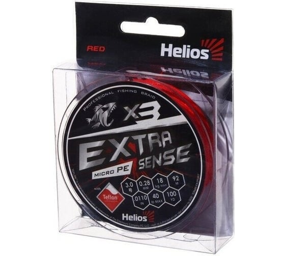 Шнур Helio extrasense x3 pe red 92м, 3.0/40lb, 0.28мм 00000246245