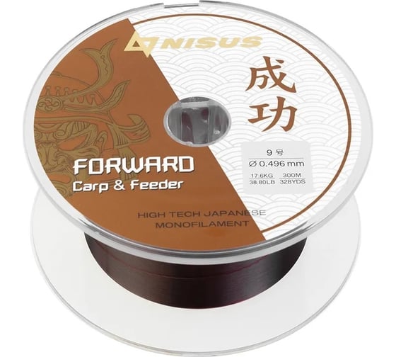 Леска Nisus n-fcf-0496-300 forward carpfeeder brown 0.496мм/300м, nylon 00000294559