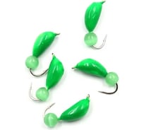 Безнасадочная мормышка ЯМАН Банан, зеленый, d-4 мм, вес 1 г, кошачий глаз зеленый Я-МР1824