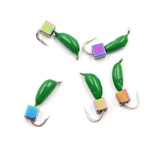 Безнасадочная мормышка ЯМАН Банан, зеленый, d-4,5 мм, вес 1.3 г, кубик хамелеон Я-МР1855 1