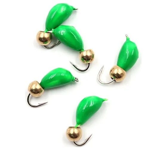 Безнасадочная мормышка ЯМАН Банан, зеленый, d-4,5 мм, вес 1.3 г, шарик латунный Я-МР1839 1