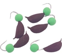 Безнасадочная мормышка ЯМАН Банан, черный, d-4 мм, вес 1 г, шарик зеленый неон, 5 шт Я-МР1939