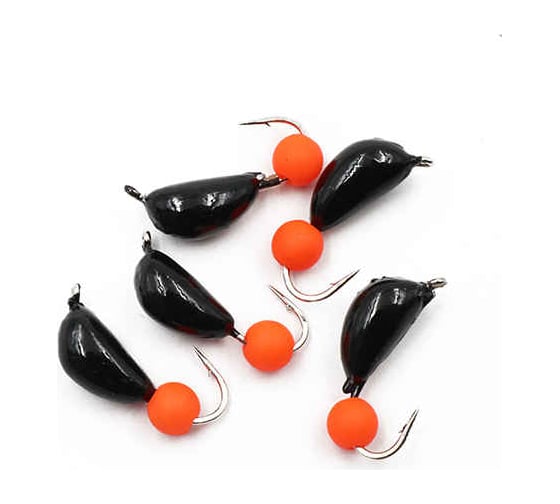 Безнасадочная мормышка ЯМАН Банан, черный, d-4.5 мм, вес 1.3 г, шарик оранжевый неон, 5 шт Я-МР1940 1
