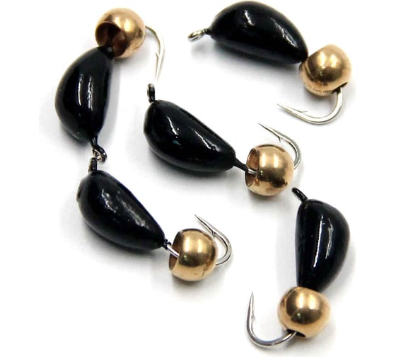 Безнасадочная мормышка ЯМАН Банан, черный, d-4.5 мм, вес 1.3 г, шарик латунный, 5 шт Я-МР1836 1