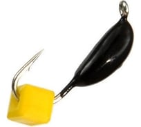 Безнасадочная мормышка ЯМАН Банан, черный, d-4.5 мм, вес 1.3 г, ядреный кубик желтый, 5 шт Я-МР2565