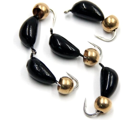 Безнасадочная мормышка ЯМАН Банан, черный, d-3.5 мм, вес 0.7 г, шарик латунный, 5 шт Я-МР2578 1