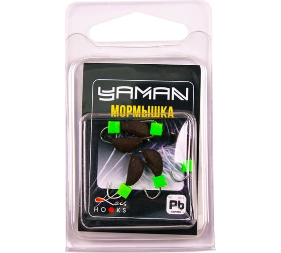 Безнасадочная мормышка ЯМАН Банан, черный, d-3.5 мм, вес 0.7 г, ядреный кубик зеленый, 5 шт Я-МР2573 1