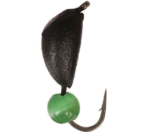 Безнасадочная мормышка ЯМАН Банан матовый шоколад, d-4.5 мм, вес 1.3 г, кошачий глаз зеленый, 5 шт Я-МР2623 1