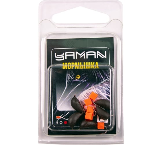 Безнасадочная мормышка ЯМАН Банан матовый шоколад, d-4.5 мм, вес 1.3 г, ядреный кубик красный, 5 шт Я-МР2619 1