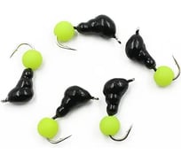 Безнасадочная мормышка ЯМАН Муравей с ушком, вес 0.6 г, шарик желтый неон, 5 шт Я-МР1987