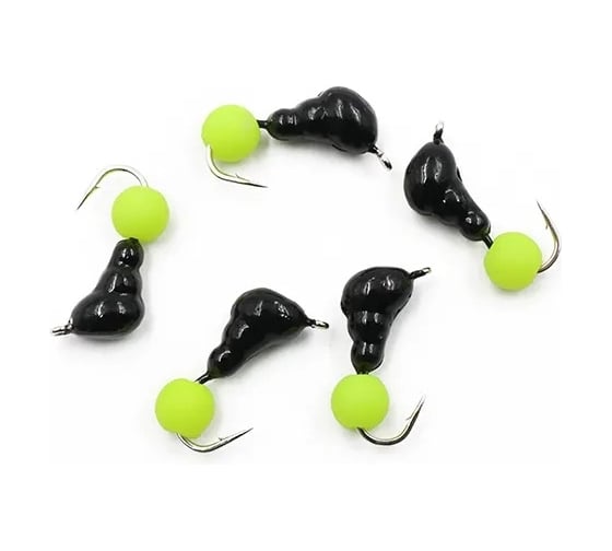 Безнасадочная мормышка ЯМАН Муравей с ушком, вес 0.6 г, шарик желтый неон, 5 шт Я-МР1987 1