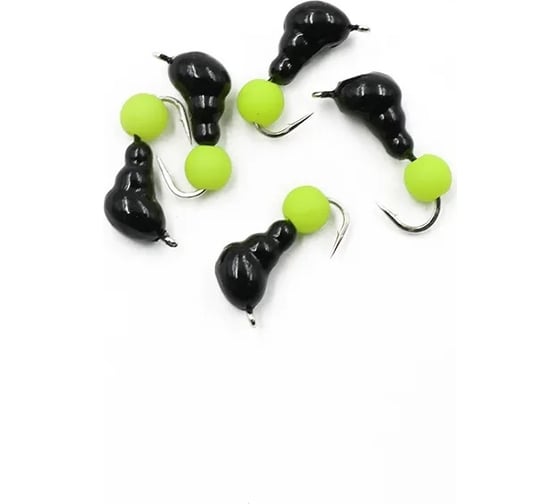 Безнасадочная мормышка ЯМАН Муравей с ушком, вес 0.8 г, шарик желтый неон, 5 шт Я-МР1988 1