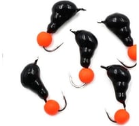 Безнасадочная мормышка ЯМАН Муравей с ушком, вес 0.8 г, шарик оранжевый неон, 5 шт Я-МР1993