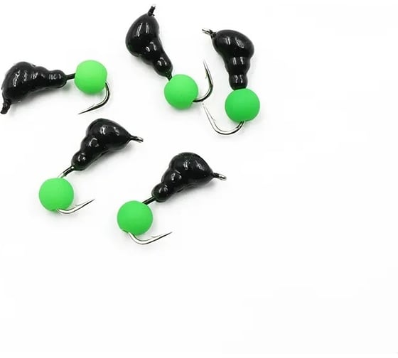 Безнасадочная мормышка ЯМАН Муравей с ушком, вес 0.6 г, шарик зеленый неон, 5 шт Я-МР1997 1