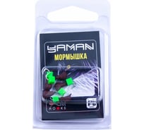 Безнасадочная мормышка ЯМАН Муравей с ушком, матовый шоколад, вес 1 г, ядреный кубик зеленый, 5шт Я-МР2546