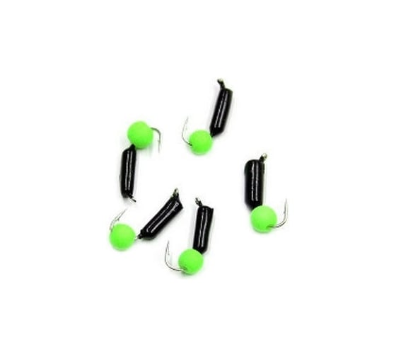 Безнасадочная мормышка ЯМАН Гвоздешарик, черный, d-2 мм, вес 0.45 г, шарик зеленый неон, 5 шт Я-МР1960 1