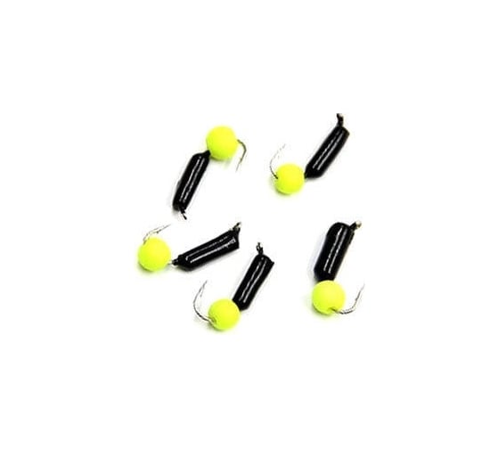 Безнасадочная мормышка ЯМАН Гвоздешарик, черный, d-2 мм, вес 0.45 г, шарик желтый неон, 5 шт Я-МР1718 1