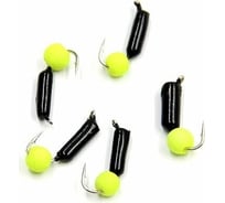 Безнасадочная мормышка ЯМАН Гвоздешарик, черный, d-2.5 мм, вес 0.6 г, шарик желтый неон, 5 шт Я-МР1752