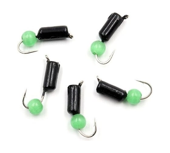 Безнасадочная мормышка ЯМАН Гвоздешарик, черный, d-2.5 мм, вес 0.6 г, кошачий глаз зеленый, 5 шт Я-МР1733 1