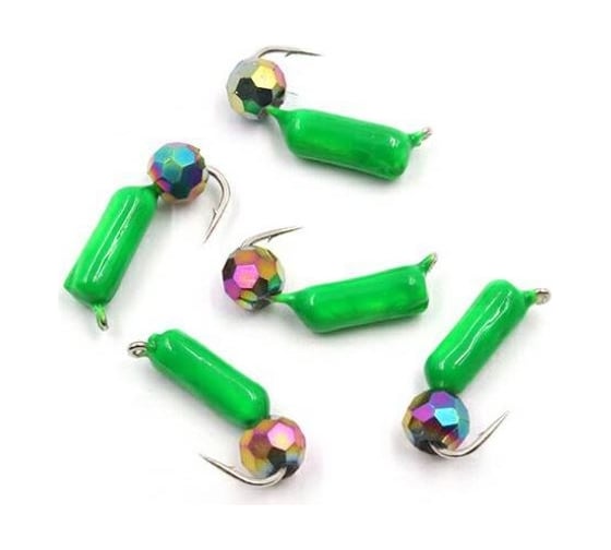 Безнасадочная мормышка ЯМАН Гвоздешарик, зеленый, d-2 мм, вес 0.45 г, кристалл хамелеон, 5 шт Я-МР1713 1