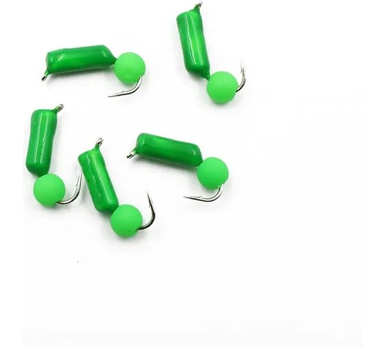 Безнасадочная мормышка ЯМАН Гвоздешарик, зеленый, d-2.5 мм, вес 0.6 г, шарик зеленый неон, 5 шт Я-МР1950 1