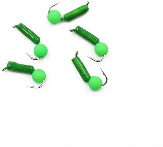 Безнасадочная мормышка ЯМАН Гвоздешарик, зеленый, d-2 мм, вес 0.45 г, шарик зеленый неон, 5 шт Я-МР1948 1