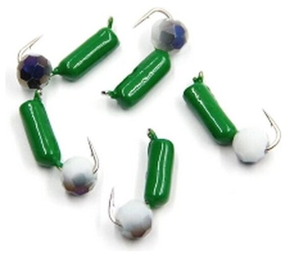 Безнасадочная мормышка ЯМАН Гвоздешарик, зеленый, d-2.5 мм, вес 0.6 г, кристалл белый, 5 шт Я-МР1751 1