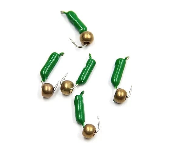 Безнасадочная мормышка ЯМАН Гвоздешарик, зеленый, d-2.5 мм, вес 0.6 г, шарик латунный, 5 шт Я-МР1724 1