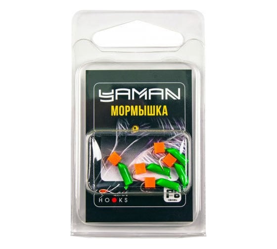 Безнасадочная мормышка ЯМАН гвоздекубик, зелёный, d-3,5 мм, вес 1 г, ядреный кубик красный, 5 шт Я-МР2676