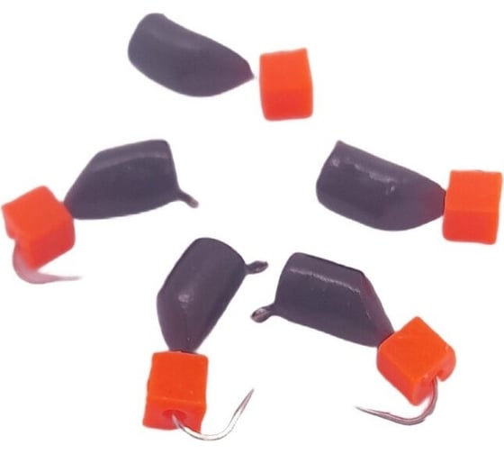 Безнасадочная мормышка ЯМАН гвоздекубик, черный, d-2,5 мм, вес 0.6 г, ядреный кубик красный, 5 шт Я-МР2672 1