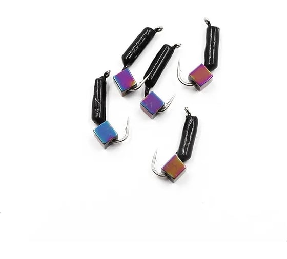 Безнасадочная мормышка ЯМАН гвоздекубик, черный, d-2 мм, вес 0.45 г, кубик хамелеон, 5 шт Я-МР1703 1