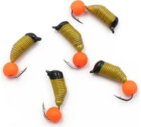 Вольфрамовая безнасадочная мормышка ЯМАН Ручейник №6, d-2.5 мм, l-8.5 мм, вес 0.80 г, красный шар Я-МР2129