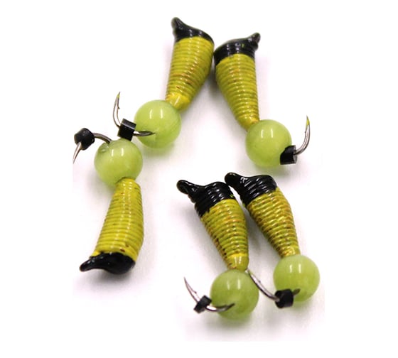 Вольфрамовая безнасадочная мормышка ЯМАН Ручейник №6, d-2.5 мм, l-8.5 мм, вес 0.90 г, кошачий глаз Я-МР1165 1