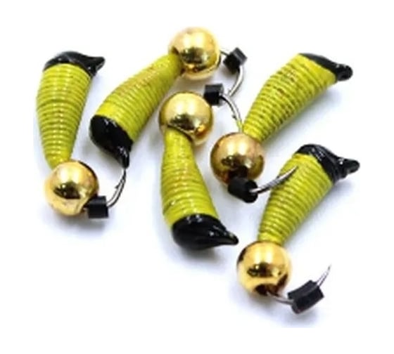 Вольфрамовая безнасадочная мормышка ЯМАН Ручейник №6, d-2.5 мм, l-8.5 мм, вес 0.90 г, латунный шар Я-МР1173 1