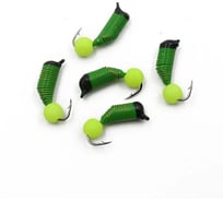 Вольфрамовая безнасадочная мормышка ЯМАН Ручейник №6, d-2.5 мм, l-8.5 мм, вес 0.80 г, желтый шар Я-МР2131