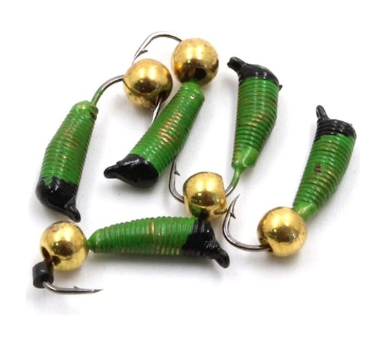 Вольфрамовая безнасадочная мормышка ЯМАН Ручейник №5, d-2 мм, l-9.5 мм, вес 0.80 г, латунный шарв Я-МР1153 1