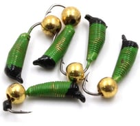 Вольфрамовая безнасадочная мормышка ЯМАН Ручейник №7, d-2.5 мм, l-9.5 мм, вес 1.00 г, латунный шар Я-МР1193